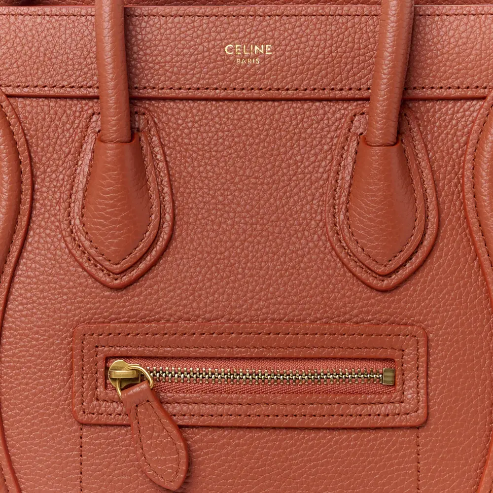 Celine Nano Luggage Bag Lychee Drummed Calfskin Leather