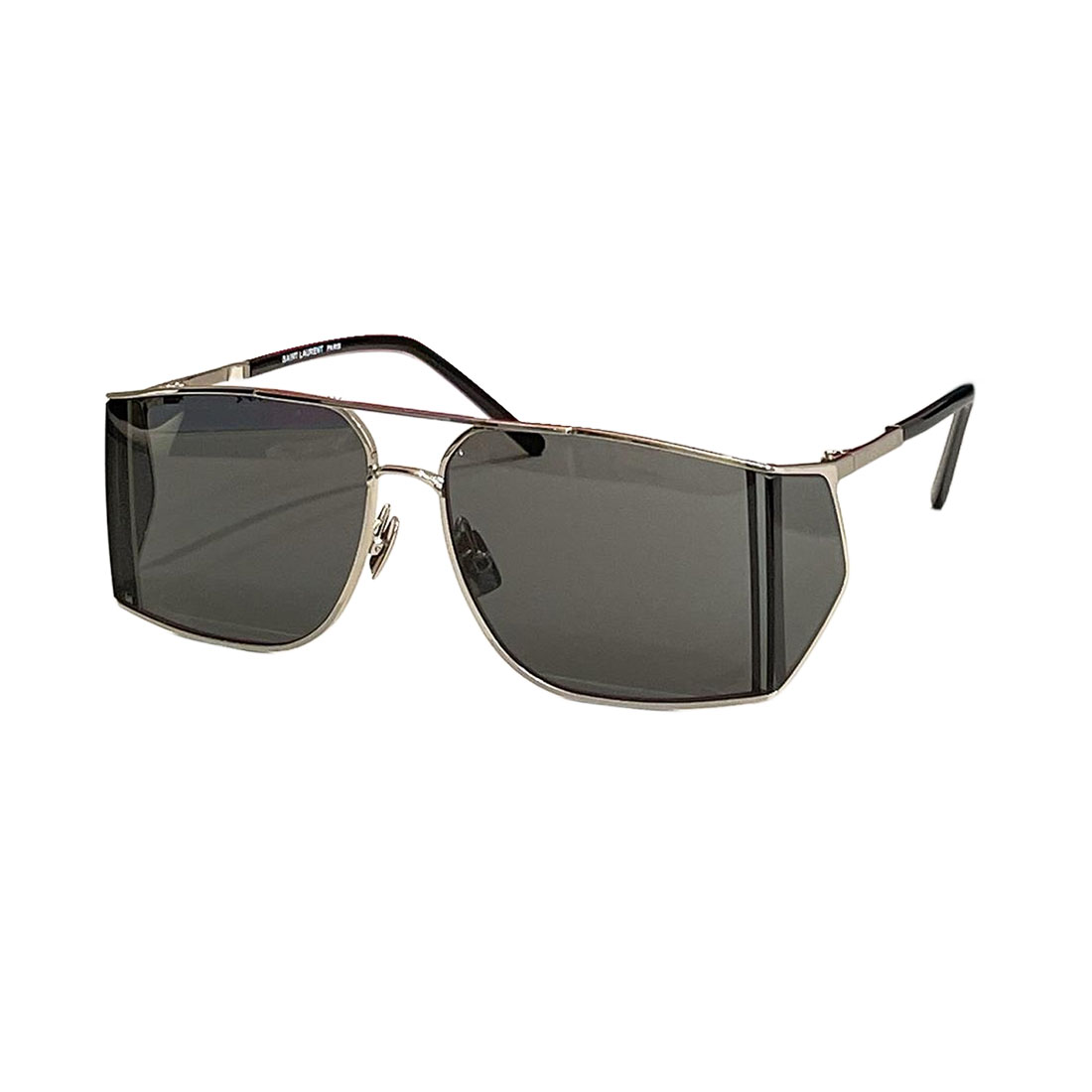 Saint Laurent square frame glasses black silver/black gold/black/brown color Size 60口14-130