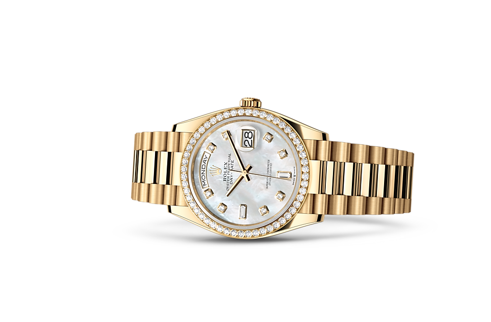 Rolex Day-Date 36 Oyster 36 mm yellow gold and diamonds White dial M128348RBR-0017