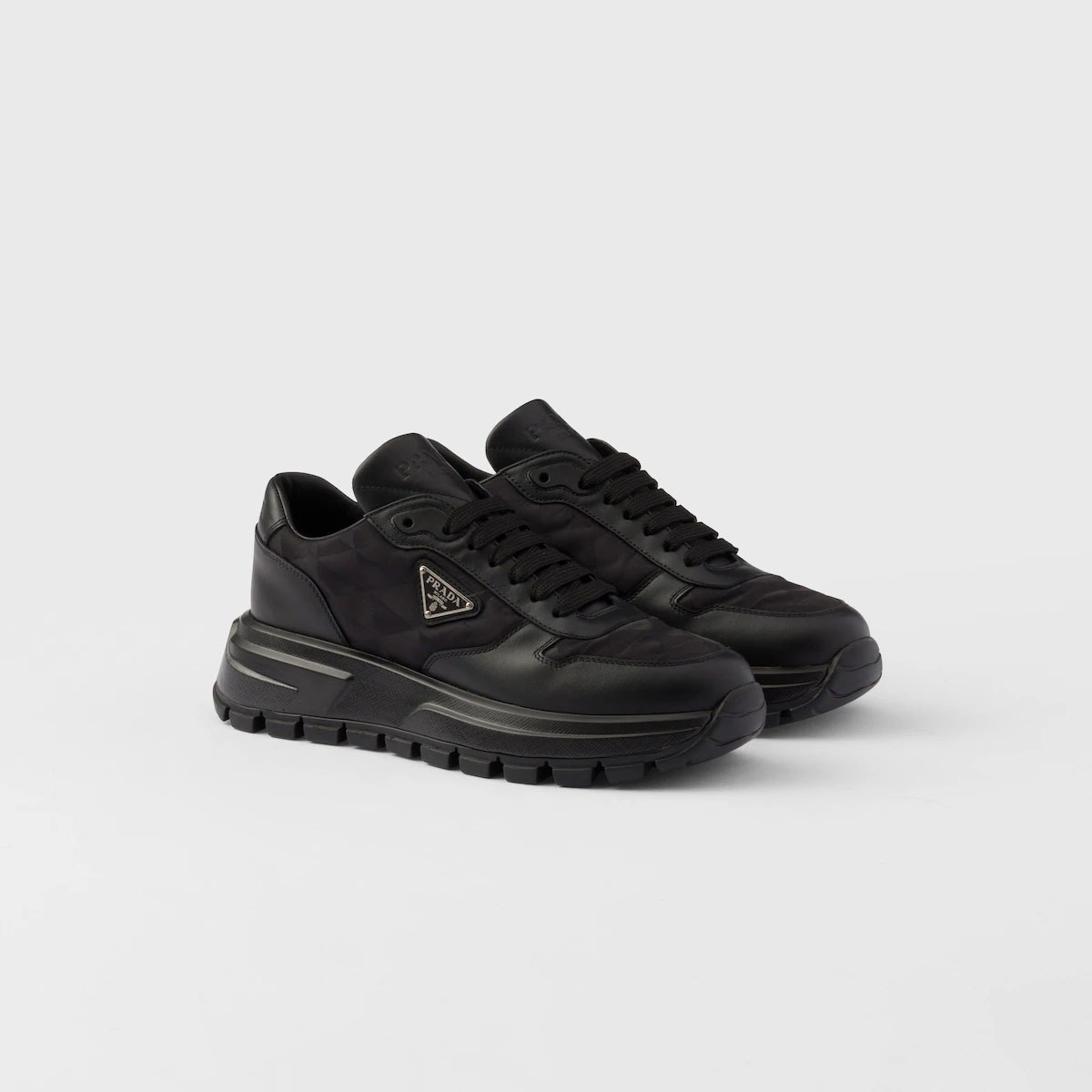 PRADA Black leather sneakers