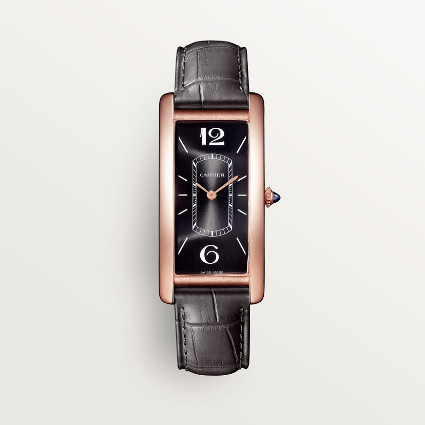 Tank Cintrée watch Large model rose gold leather CRWGTA0025