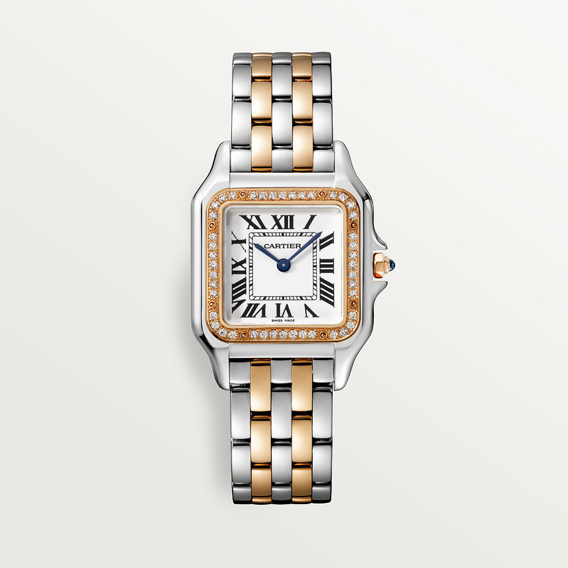 Panthère de Cartier watch Medium model quartz movement rose gold steel diamonds CRW3PN0007