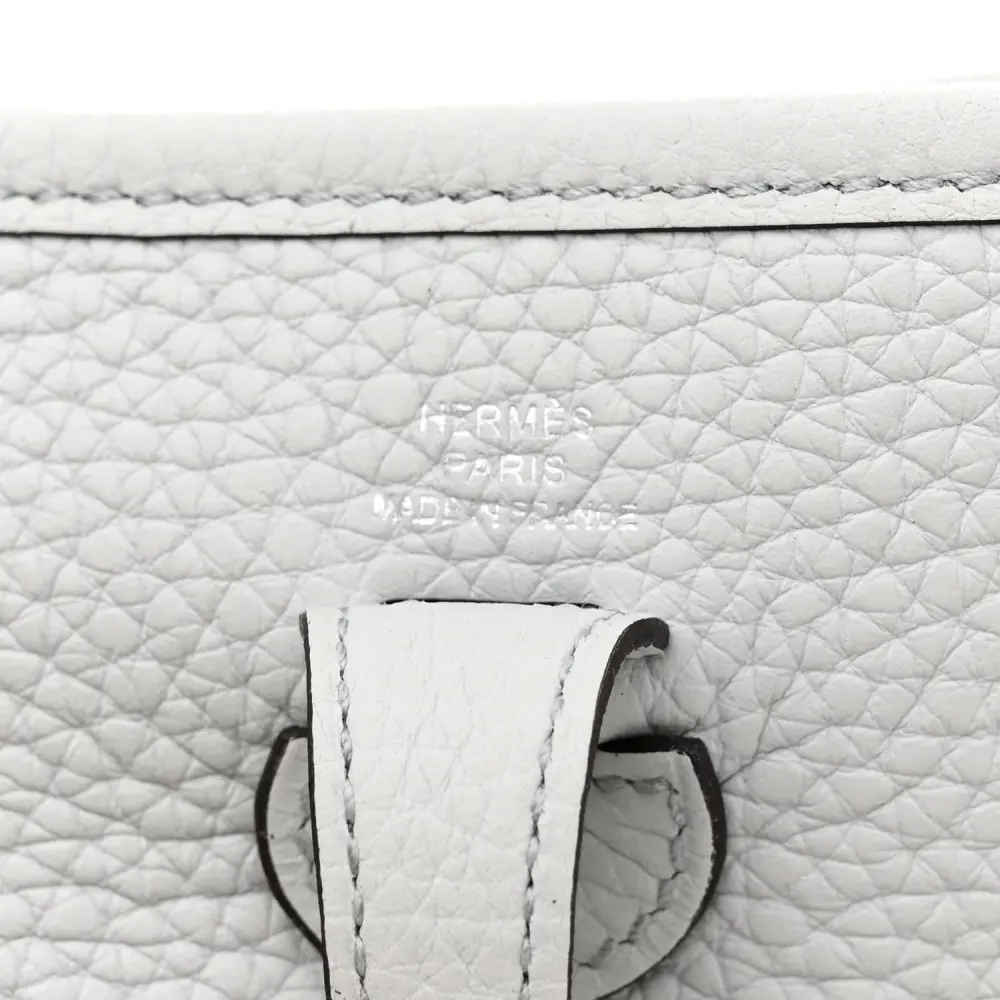 Hermès Amazone Evelyne TPM Bleu Pâle / Étain Taurillon Clemence Leather Palladium Silver Hardware