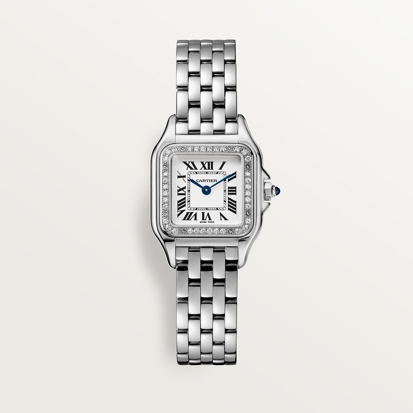 Panthère de Cartier watch Small model quartz movement steel diamonds CRW4PN0007