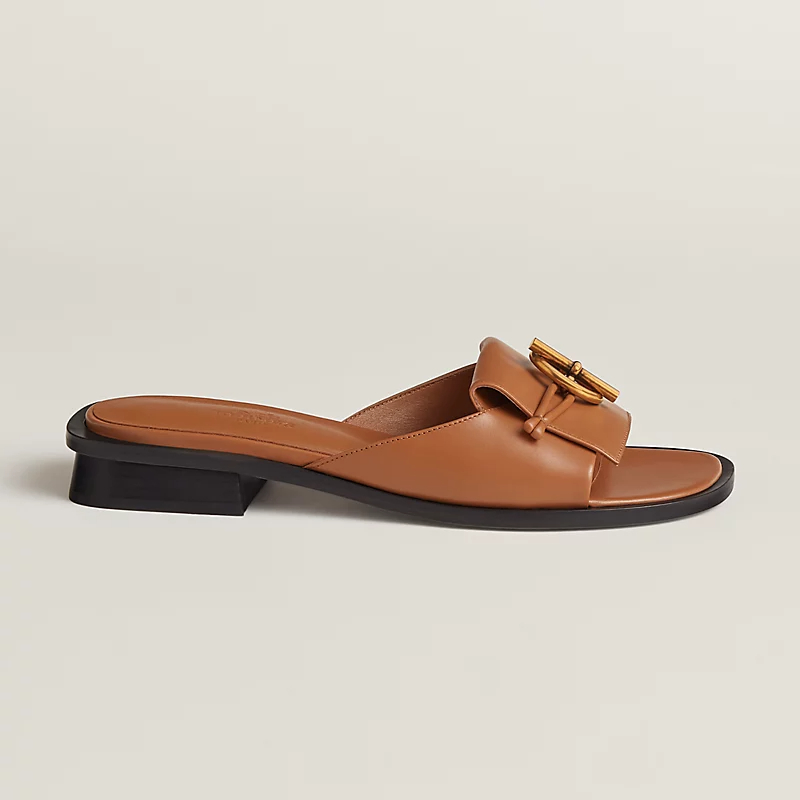 HERMES Isle Brown Slippers