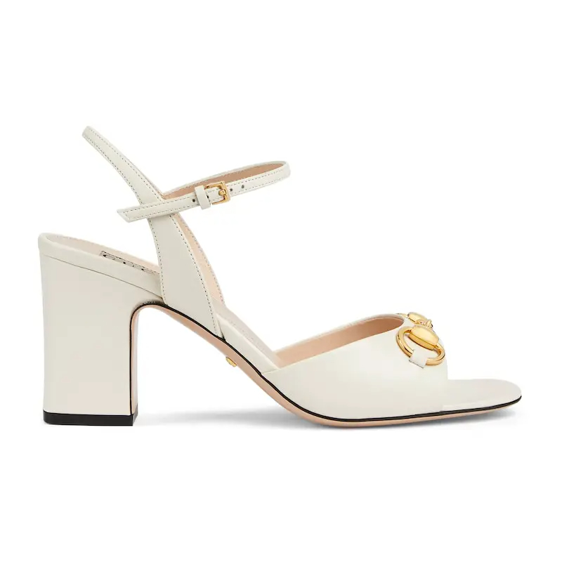 Gucci square head white high heels sandal high heels shoes