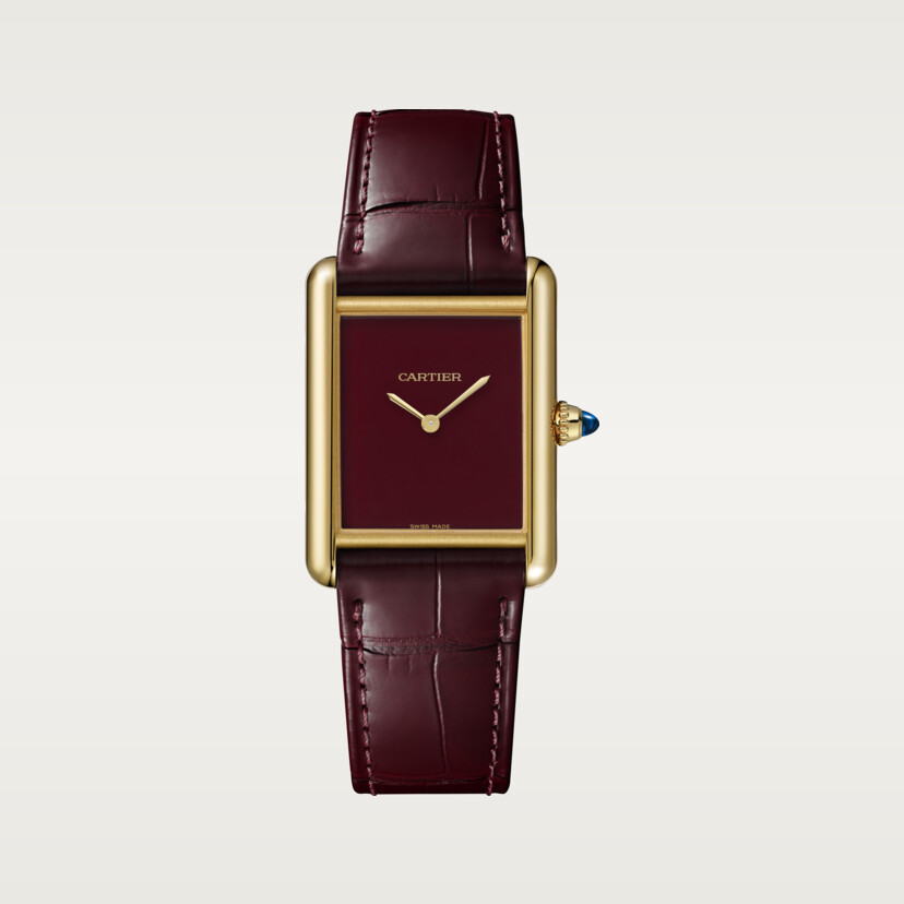 Tank Louis Cartier watch Large model yellow gold leather CRWGTA0190