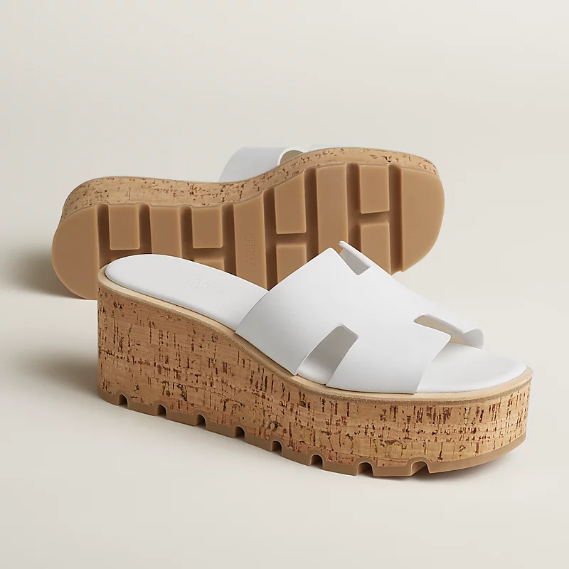 HERMES Eze Slippers High-heeled slippers white High Heels Sandal
