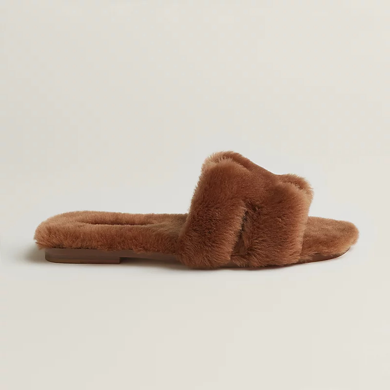 HERMES Oran plush Slippers