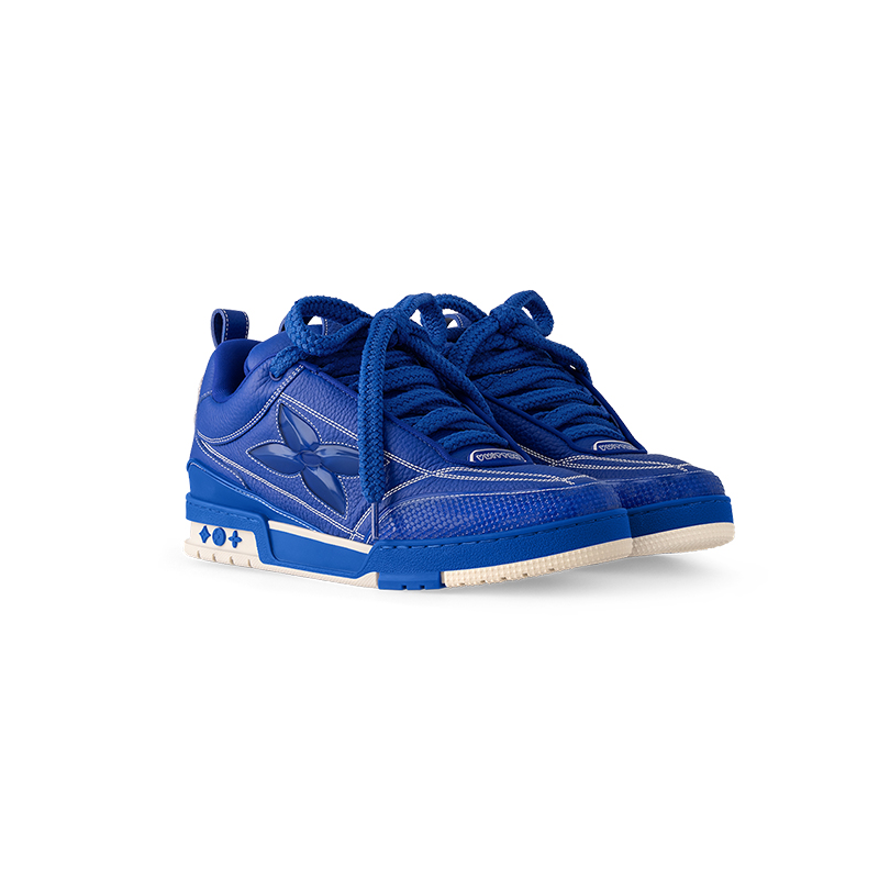 Louis Vuitton Men's blue grain calfskin skateboard sneakers