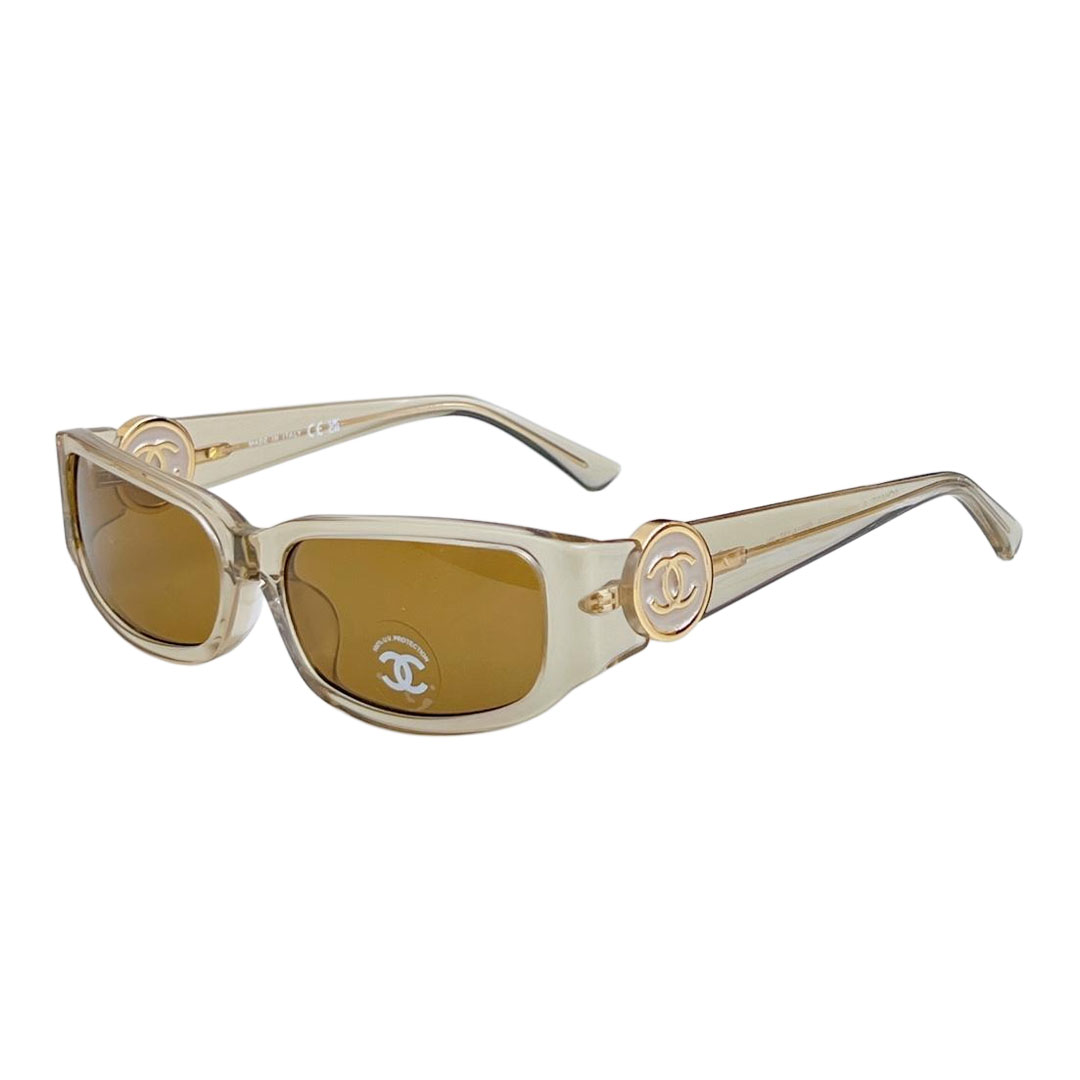 CHANEL square frame glasses tawny color size 56-18-137