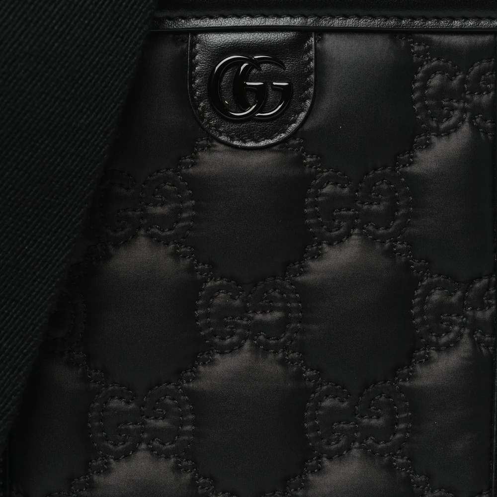 Gucci Mini Top Slip Handle Crossbody Bag Black Nylon & GG Enamel Calfskin Matelassé Leather Black Hardware