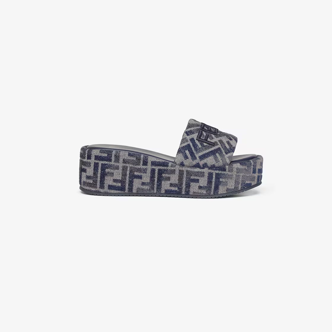 FENDI Blue FF denim platform sandals