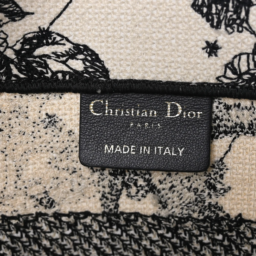 Dior Small Zodiac Toile De Jouy Book Tote Latte/Black Embroidered Canvas