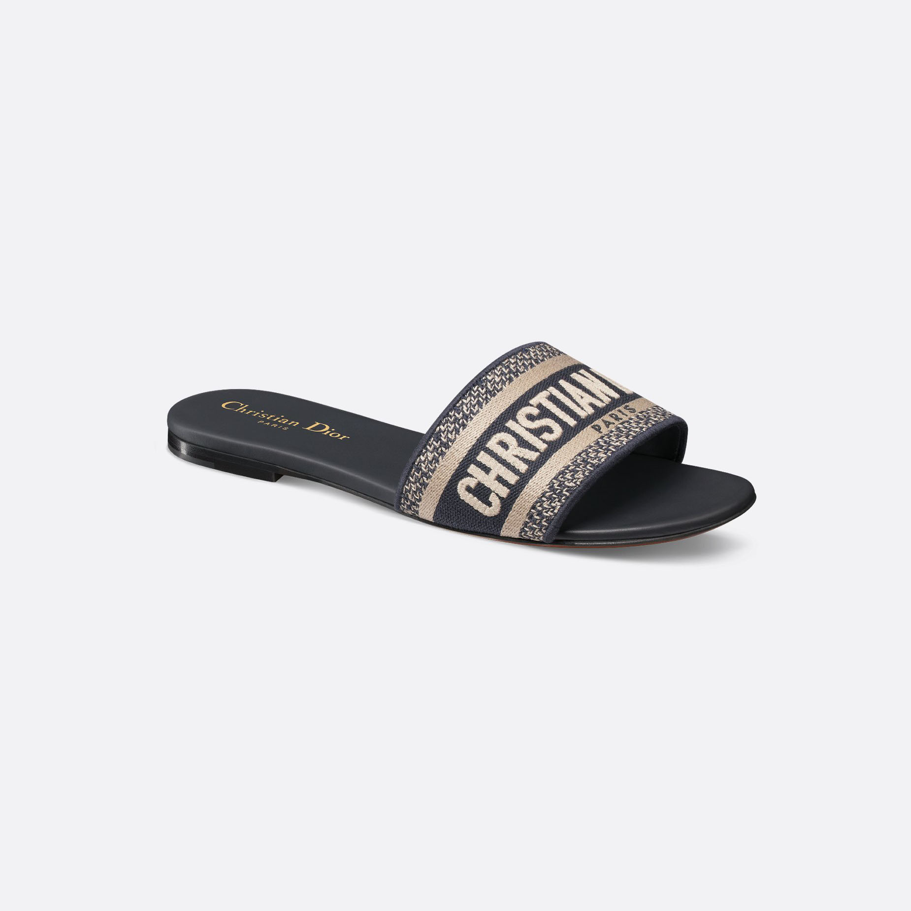 Dior black square head slippers