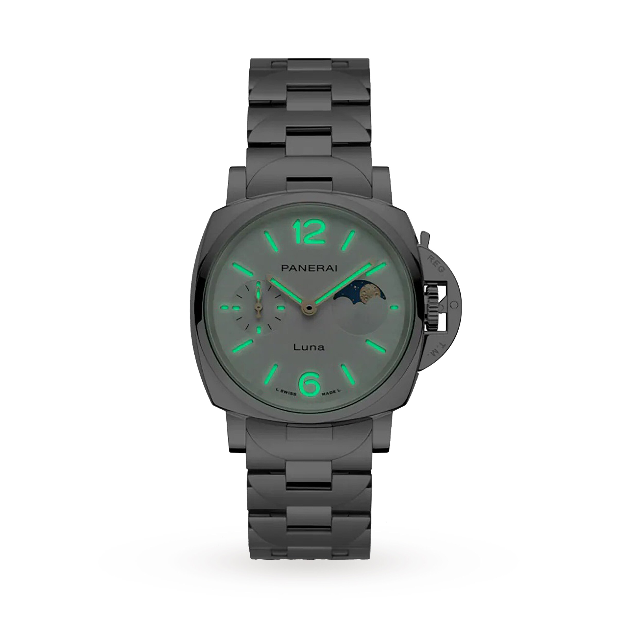 Panerai Luminor Due Luna 38mm Ladies Watch Stainless Steel PAM01301