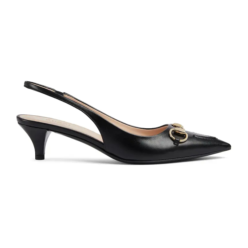 Gucci black pointed slender heel high heels shoes Rear lace up high heels