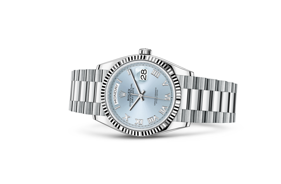 Rolex Day-Date 36 Oyster 36 mm platinum Ice blue dial M128236-0008