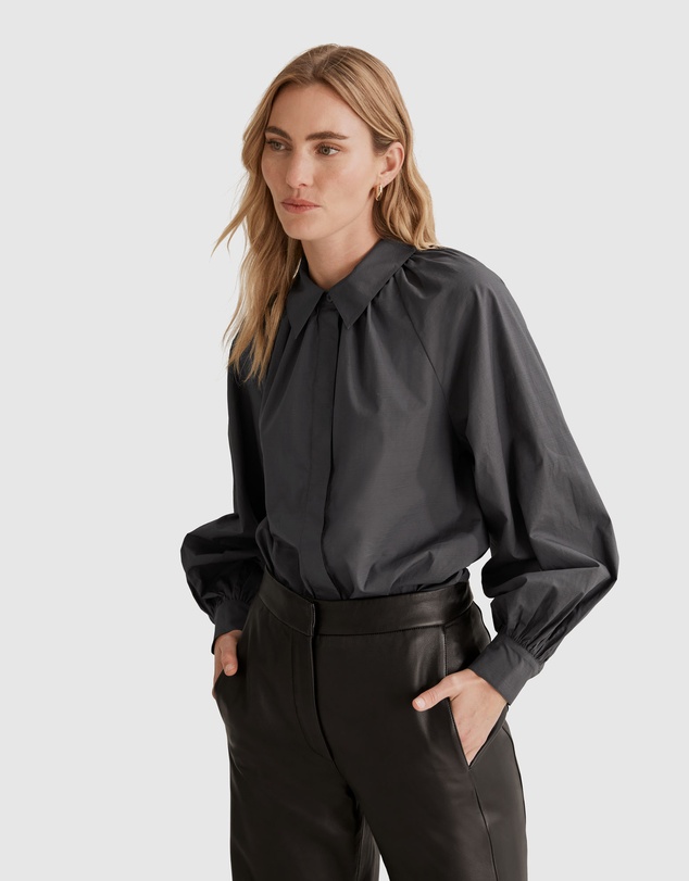 Country Road Gathered Poplin Blouse