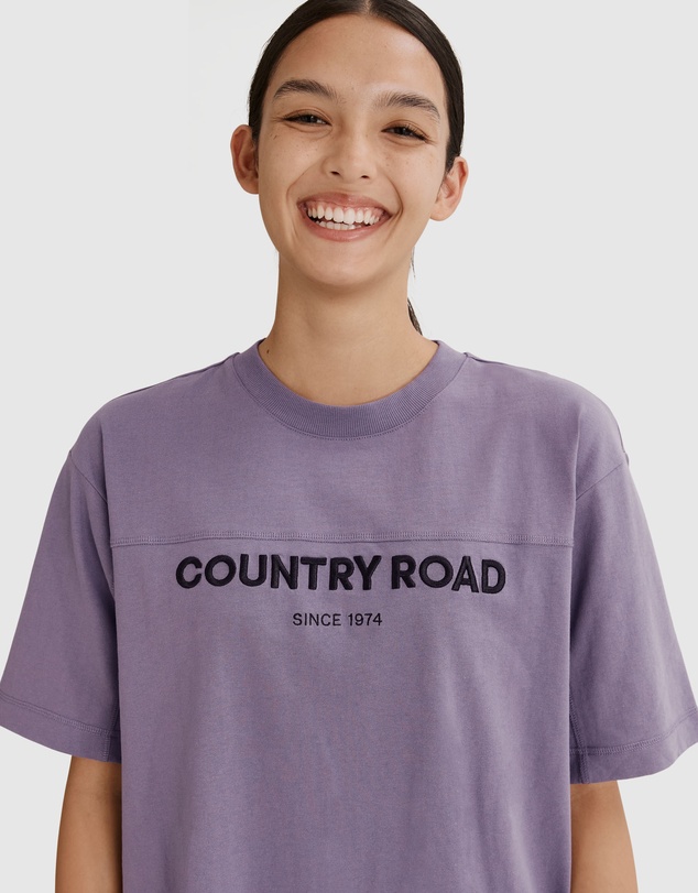 Country Road Teen Recycled Cotton Short Sleeve Logo Longline T-Shirt