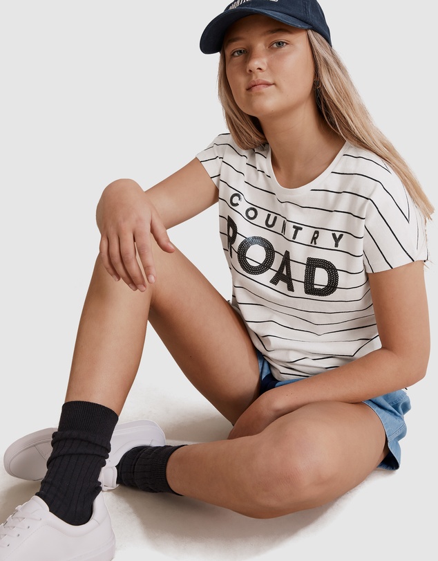 Country Road Teen Recycled Cotton Logo Sequin T-Shirt