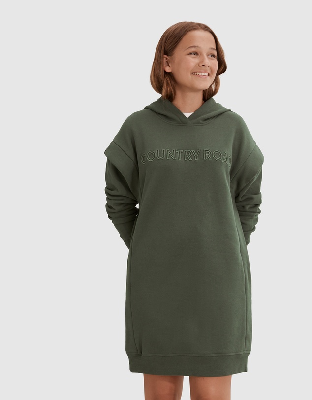 Country Road Teen Recycled Cotton Logo Hooded Sweat Dress
