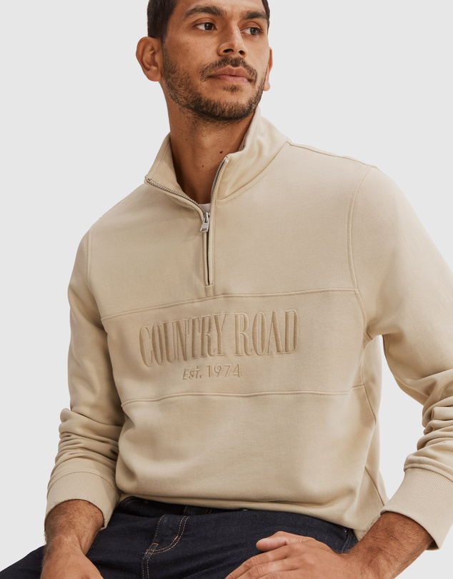 Country Road Verified Australian Cotton Half Zip Heritage Sweat