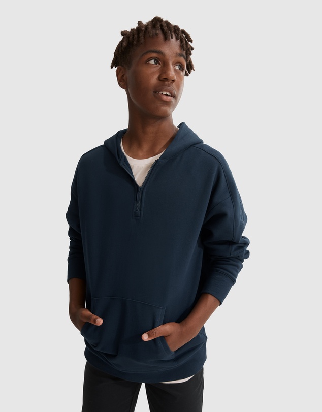 Country Road Teen Verified Australian Cotton Half Zip Logo Hooded Sweat