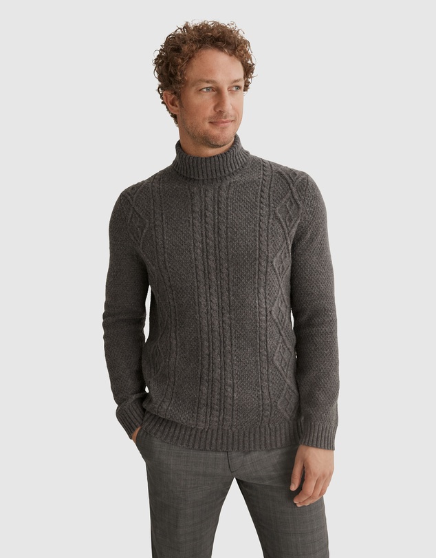Country Road Cable Roll Neck Knit