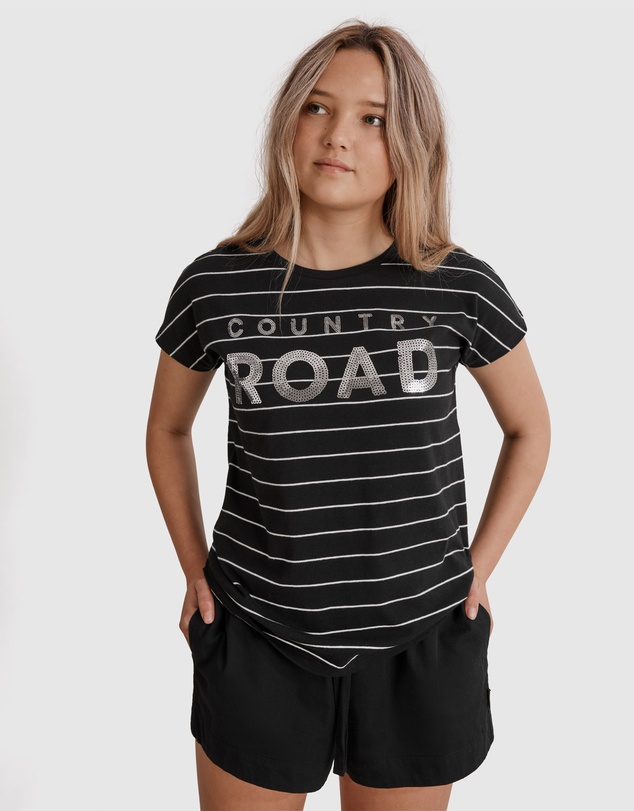Country Road Teen Recycled Cotton Logo Sequin T-Shirt