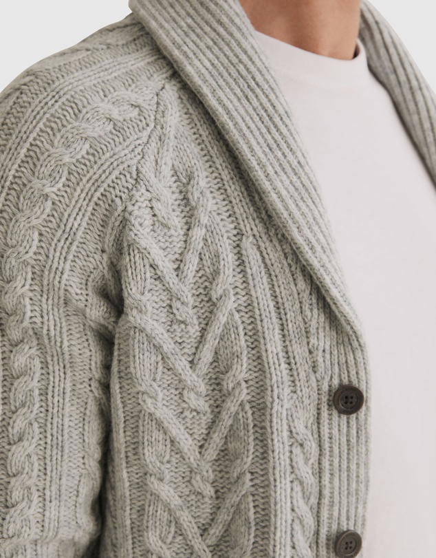 Country Road Australian Lambswool Cable Shawl Cardigan