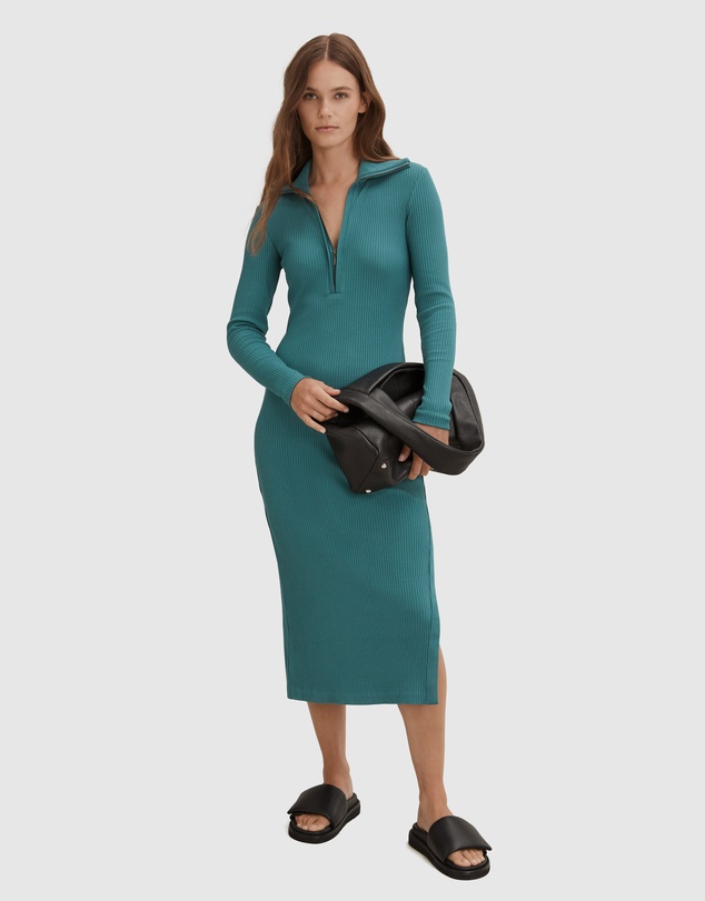 Country Road Zip Detail Rib Dress