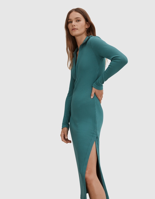 Country Road Zip Detail Rib Dress