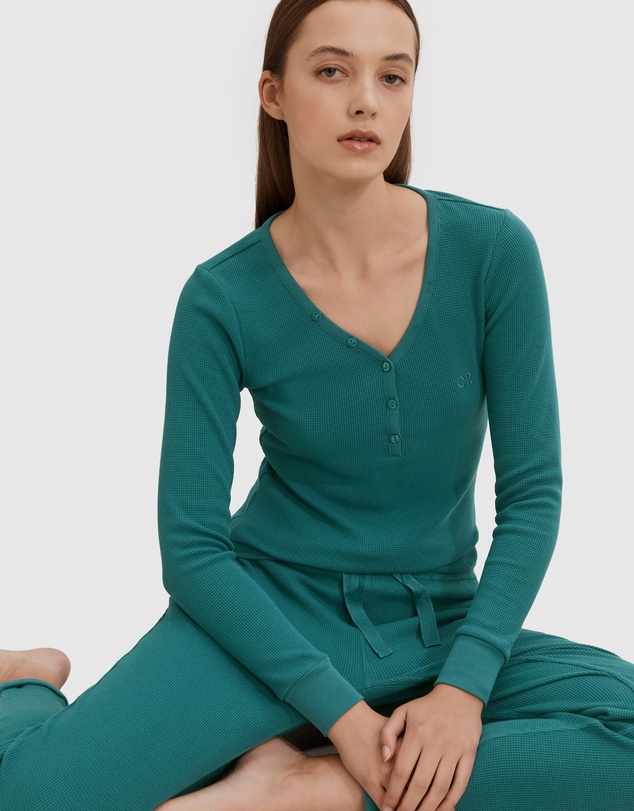 Country Road Waffle Henley Top