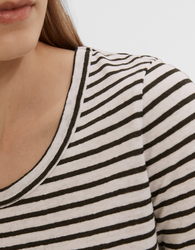 Country Road Striped Long Sleeve Linen T-Shirt