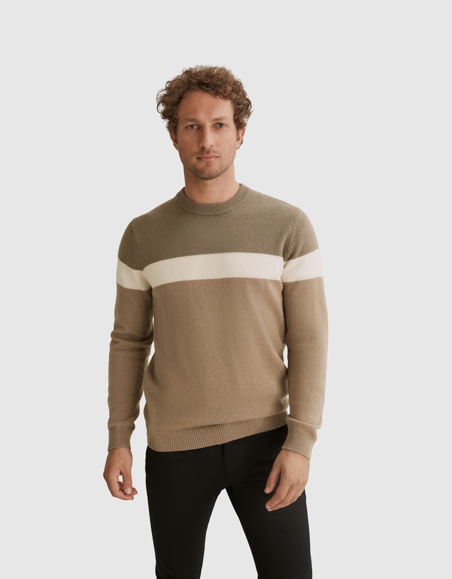 Country Road Panel Stripe Crew Wool Knit