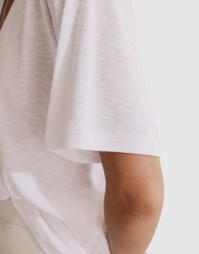 Country Road Deep V-neck Cotton Slub T-Shirt