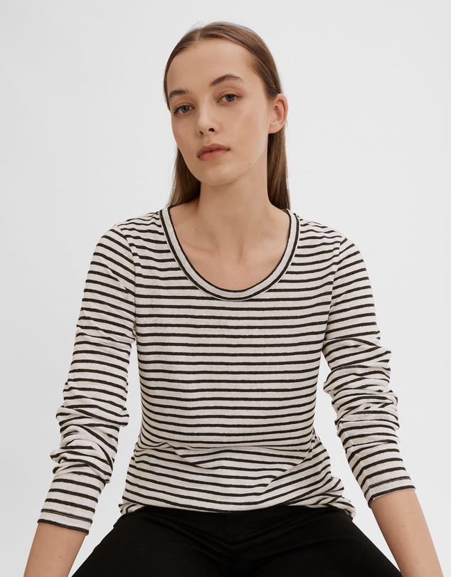 Country Road Striped Long Sleeve Linen T-Shirt