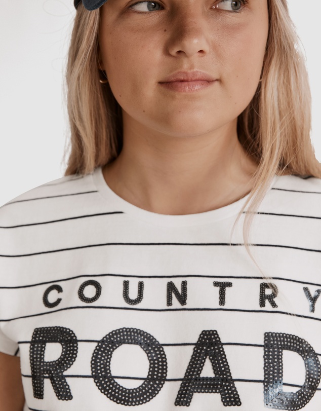 Country Road Teen Recycled Cotton Logo Sequin T-Shirt
