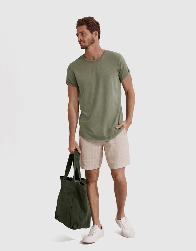 Country Road Short Sleeve Longline Garment Dyed T-Shirt