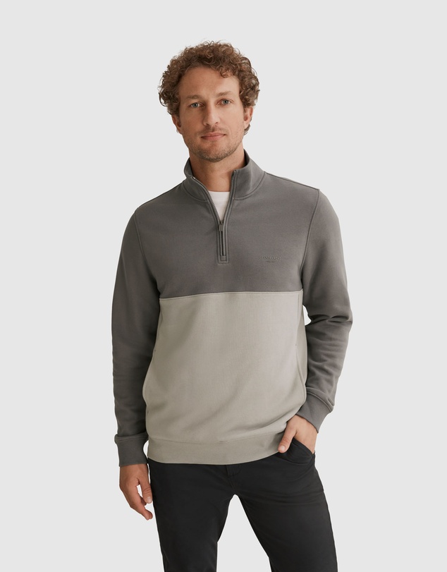 Country Road Australian Cotton Logo Panel Half Zip Sweat