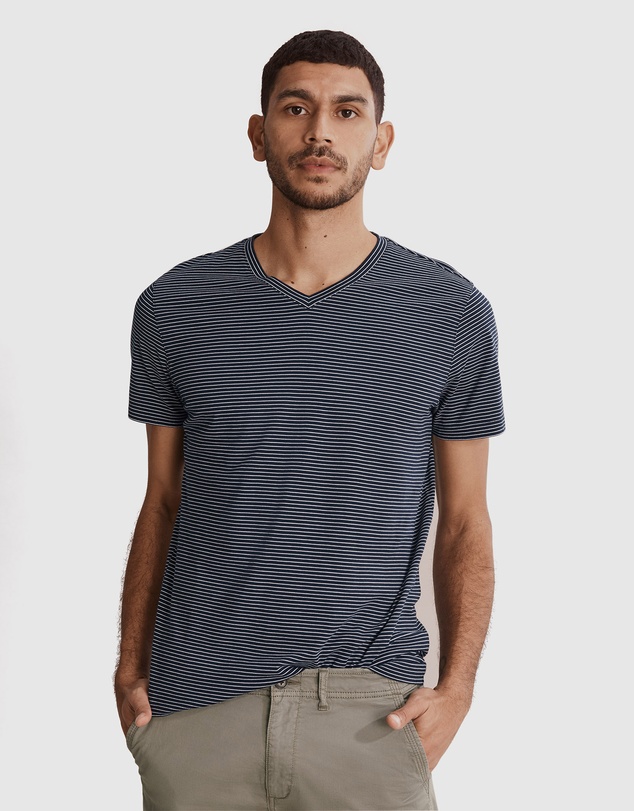 Country Road Mini Stripe Pima V-neck T-Shirt