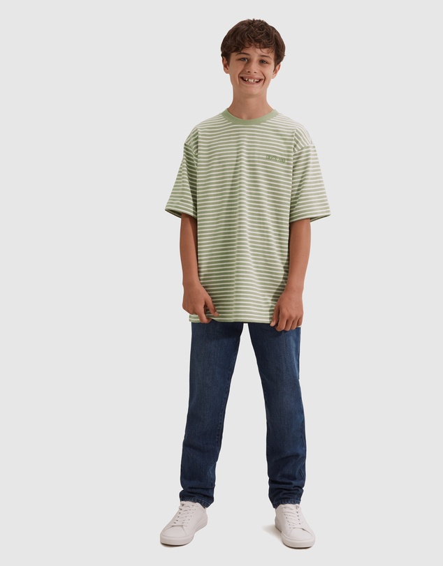 Country Road Teen Recycled Cotton Oversized Fit Stripe T-Shirt