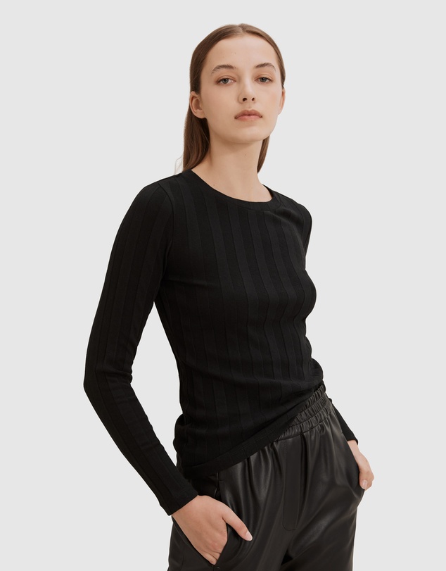 Country Road Self Stripe Long Sleeve Top