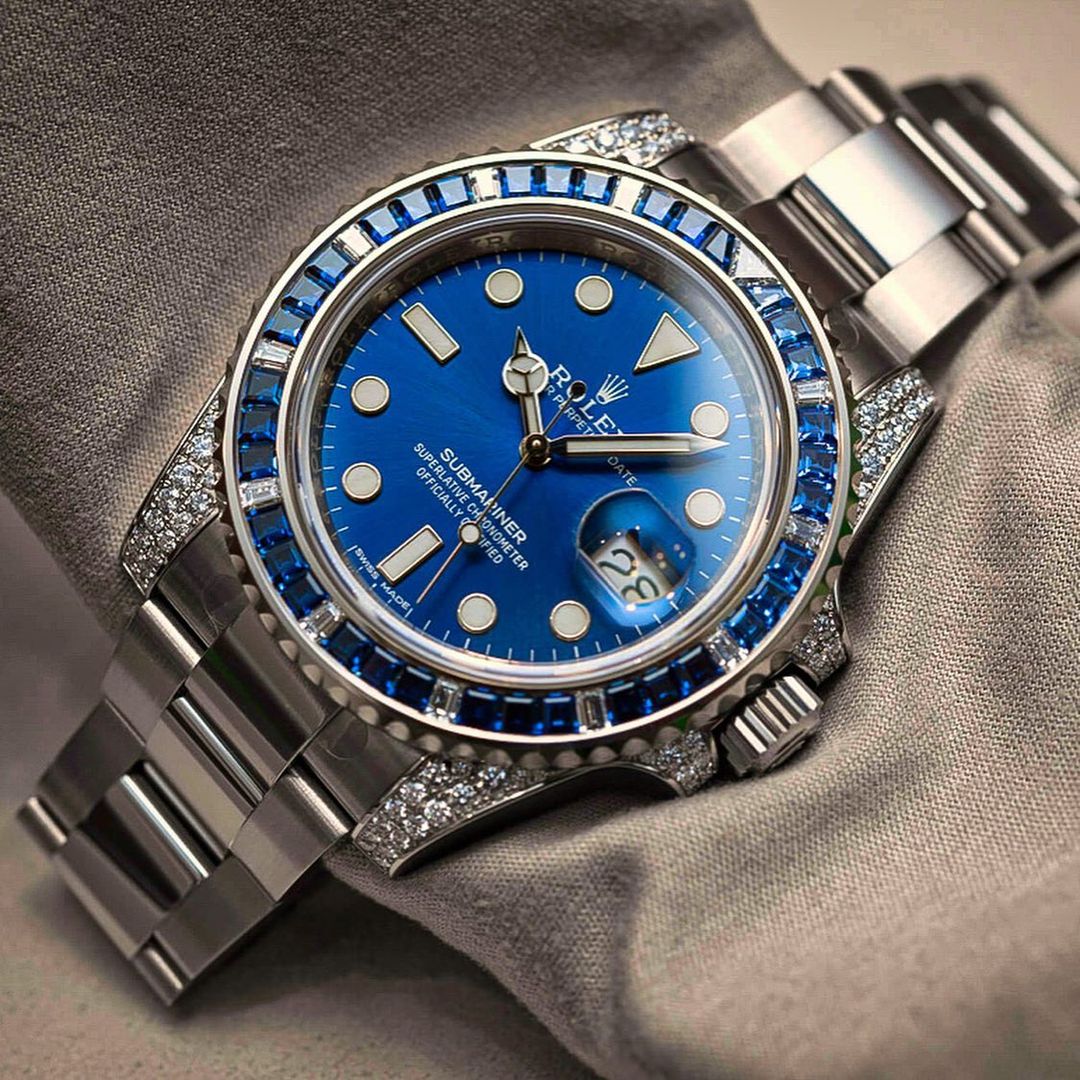 rol€x Submariner Date 116659SABR 18K White Gold Diamonds Sapphires UNWORN