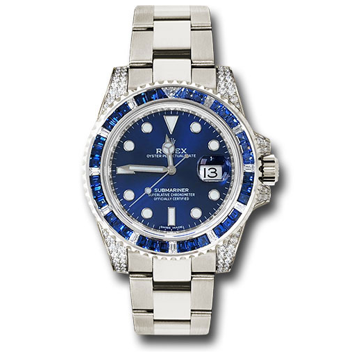 rol€x Submariner Date 116659SABR 18K White Gold Diamonds Sapphires UNWORN