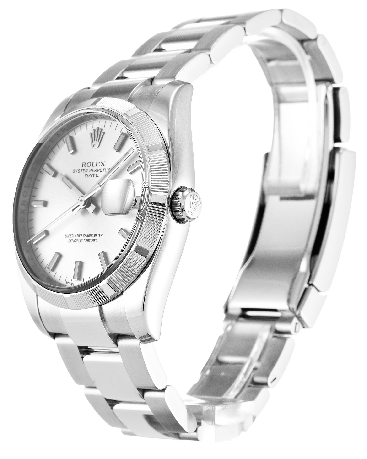 rol€x Oyster Perpetual Date 34mm Silver 115210