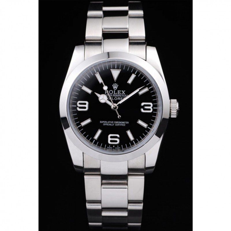 rol€x Explorer Polished Stainless Steel Black Dial 98087
