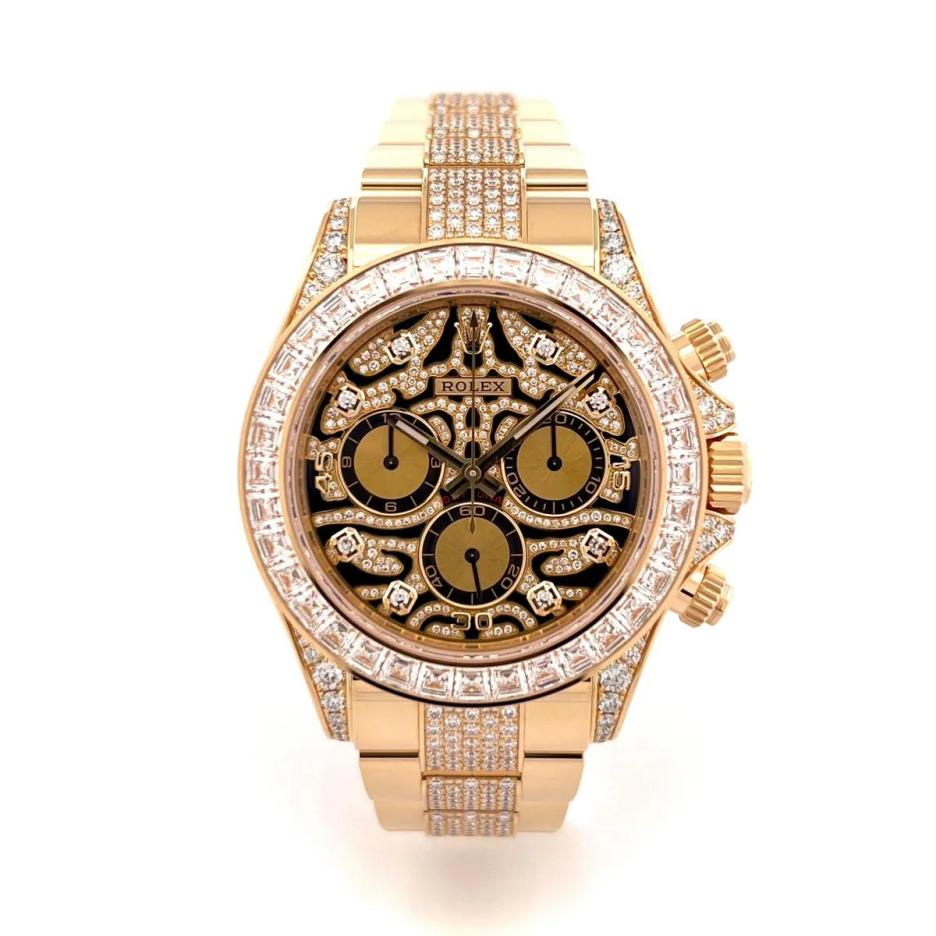 BRAND NEW rol€x 116598TBR DAYTONA EYE OF THE TIGER YELLOW GOLD DIAMONDS COMPLETE SET (4.9)