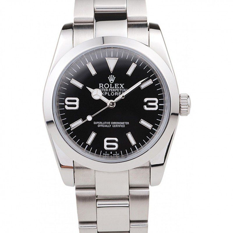 rol€x Explorer Polished Stainless Steel Black Dial 98087